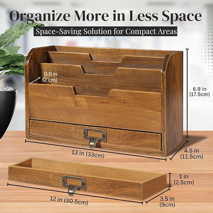 Flexzion 3 Tier Wooden Desk Organizer - Image 6