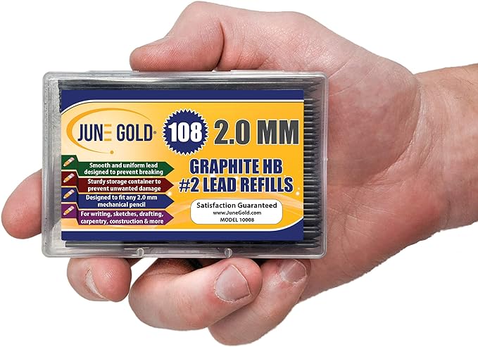 June Gold 108 Pieces, 2.0 mm HB #2 Lead Refills, 90 mm Length, Extra Bold - Image 3