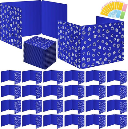 Blue 24-Pack Desk Dividers for Students, Waterproof Plastic Study Carrel Divider by Ubenic