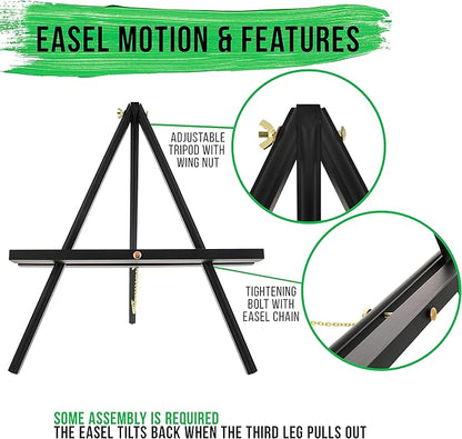 U.S. Art Supply 20" Black Wood Tabletop Easel - Image 3