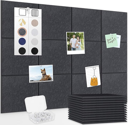 Smarpau Large Cork Board for Walls, 12 Pack Square Bulletin Board, Felt Wall by Smarpau