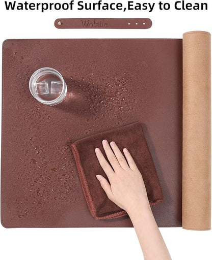 Wolaile PU Leather Desk Pad Blotter 27x13 inches, Non-Slip Base Waterproof - Image 4