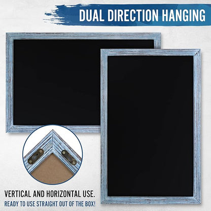 HBCY Creations 11" x 17" Rustic Blue Solid Wood Frame Wall Chalkboard, Magnetic - Image 3