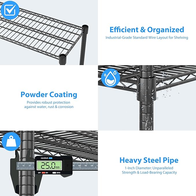 Homdox 4 Tier Heavy Duty Metal Wire Shelving - Image 9