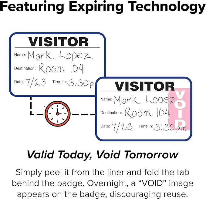 Threshold Tab-Expiring Visitor Badge Sign-in Book | Name Tag Stickers | Hospital - Image 3
