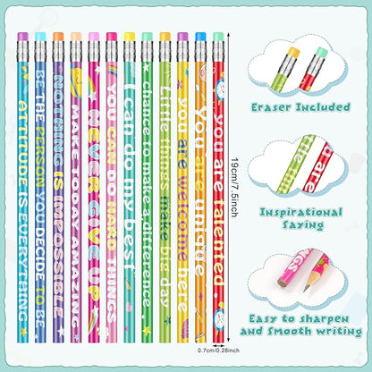 60 Pcs Motivational Pencils Bulk, Rainbow Inspirational School Pencils - Image 3