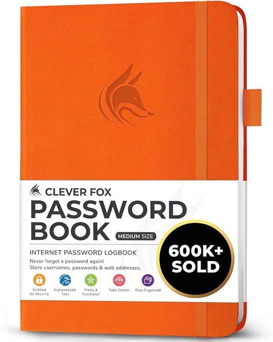 Clever Fox Password Book with alphabetical tabs. Internet Address Organizer by CleverFox