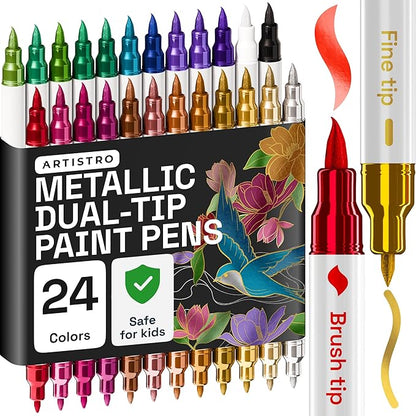 ARTISTRO 24 Metallic Acrylic Paint Markers by ARTISTRO