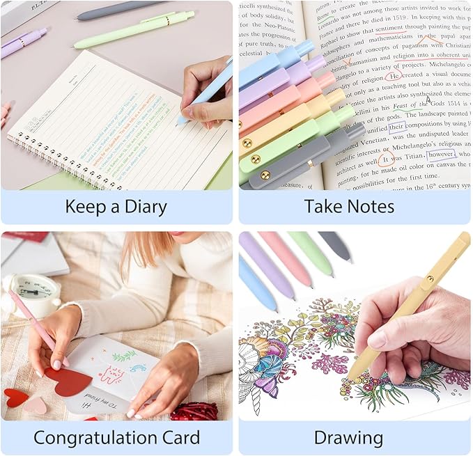 FIOVER Colored Pens, 12 Pack Colorful Gel Pens, Quick-Dry 0.7mm Medium Point - Image 7