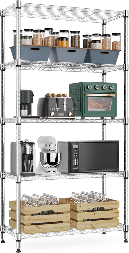 M MZG 1250 lbs 5 Tier Shelf Metal Storage Shelves Wire Rack Closet Organizers by MEIGAOPLASTICANDMETALHKCOLIMITED