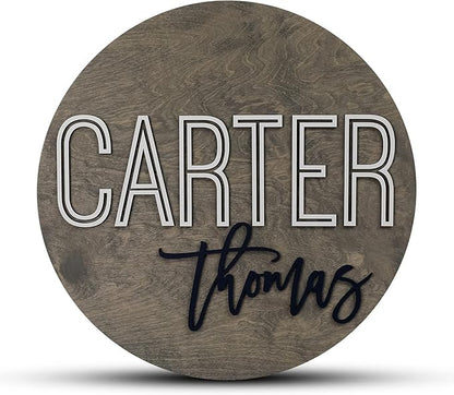 Custom Round Nursery Name Sign, Personalized Wooden Wall Plaque, Baby Shower - Image 8