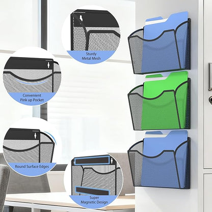 Gawerk Mesh Hanging Wall File Holders, Metal Vertical Wall Basket Mail Organizer - Image 3