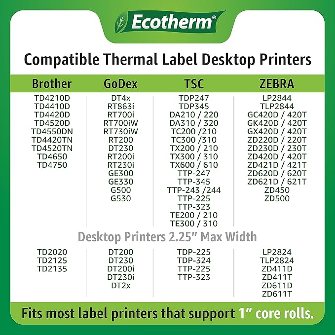 2.25" x 3" Thermal Labels | 6 Rolls | 5040 Labels | fits Zebra, Offnova Thermal - Image 6