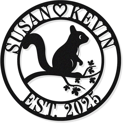 Custom Metal Squirrel Sign, Last Name Signs by HYTSIGN