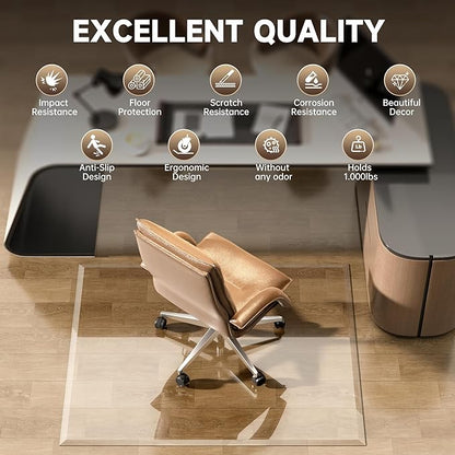 50“ x 44” Beveled Edge Glass Chair Mat - Image 9