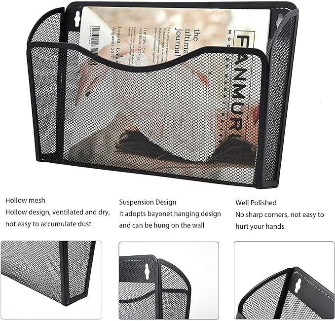 Gawerk 6 Pack Wall File Organizer, Mesh Hanging Metal Vertical Wall Mounted - Image 3