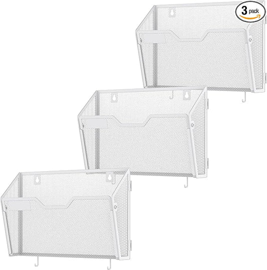 Docnest 3 Pack Hanging Wall File Holders, Mesh Wall Letter File Holder by DocNest