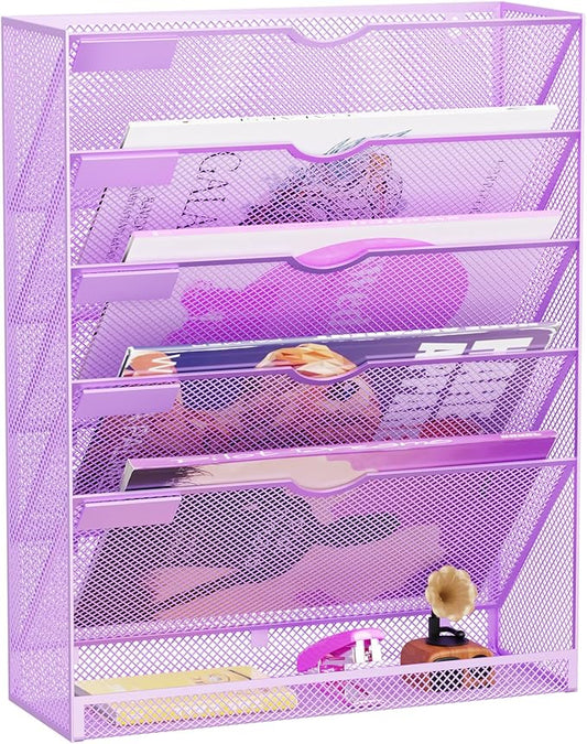 GDINDINFAN Hanging Wall File Organizer 6 Tier Wall Mounted Mail Paper Folder by GDINDINFAN