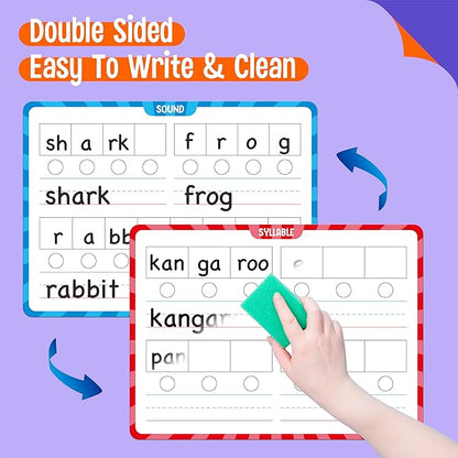 8 Packs Phonemic Awareness Dry Erase Board, Double Sided Dry Erase Board - Image 4
