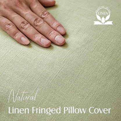 Foindtower Set of 2 Decorative Linen Fringe Lumbar Throw Pillow Covers - Image 2