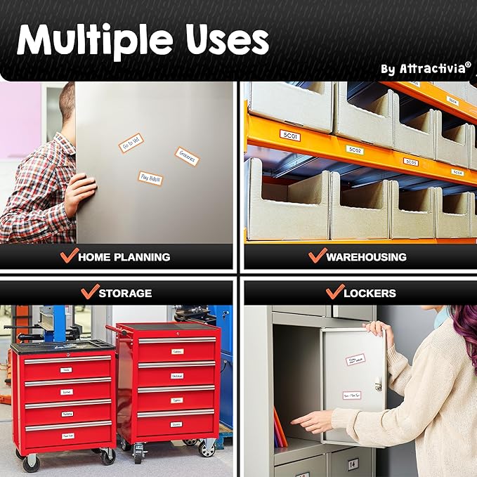 Attractivia Dry Erase Magnetic Labels 2.8 x 1.2 in, Color Borders, Dry Erase - Image 4