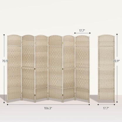 HOMCOM 6 Panel Room Divider, Hand-Woven Freestanding Wall Partition - Image 7