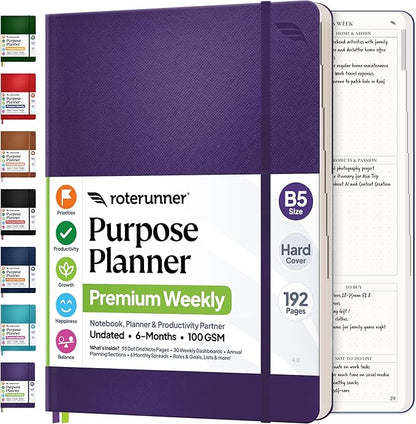 Roterunner Purpose Planner Notebook B5 7.5”x9.8” Undated 2026 Daily Weekly and - Image 9