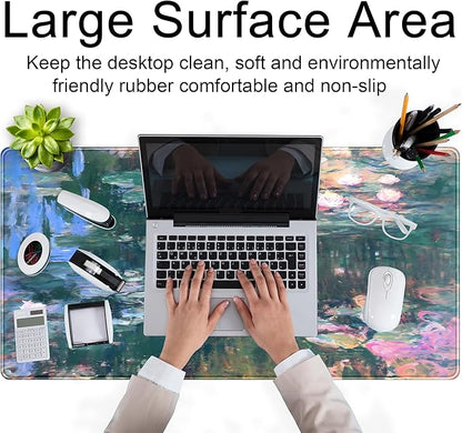 Abstract Oil Painting Mousepad Retro Water Lilies Desk Mat, XXL Large Extended - Image 4