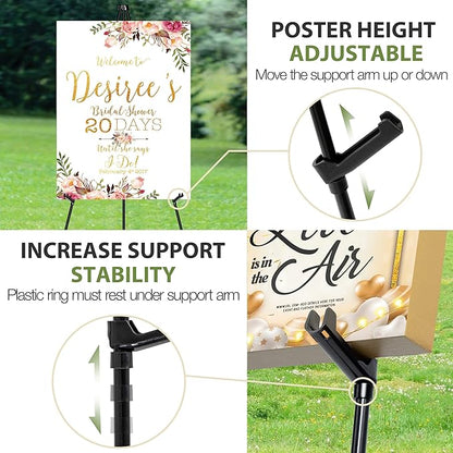 VAIIGO 63" Easel Stand for Wedding Sign Poster Display Easel Floor Adjustable - Image 3