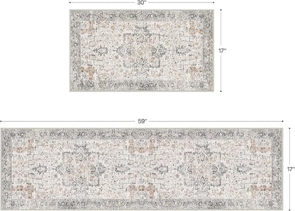GENIMO Runner Rug 2PCs, Machine Washable Non Slip Vintage Hallway Runner Rug - Image 2