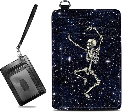 BWEGRHE Small Travel Wallets, Dance Skull Skeleton Slim Minimalist Front Pocket by BWEGRHE