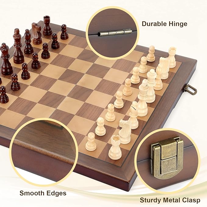 Magnetic Wooden Chess Set for Adults Kids 12'' Chess Board - Image 6