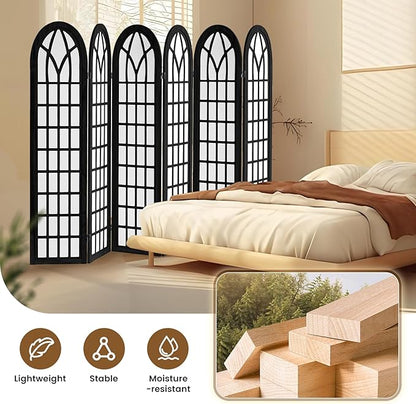 ALeesing Folding Room Divider Privacy Screen Freestanding 6-Panel Shoji Style - Image 4