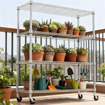 M MZG 4 Tiers Shelf 1400 lbs Steel Storage Shelving Utility Shelving Unit Steel - Image 5