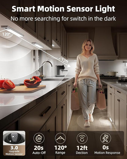 EZVALO 5 Pack Under Cabinet Lighting, 2400mAh Rechargeable Motion Sensor Light - Image 3