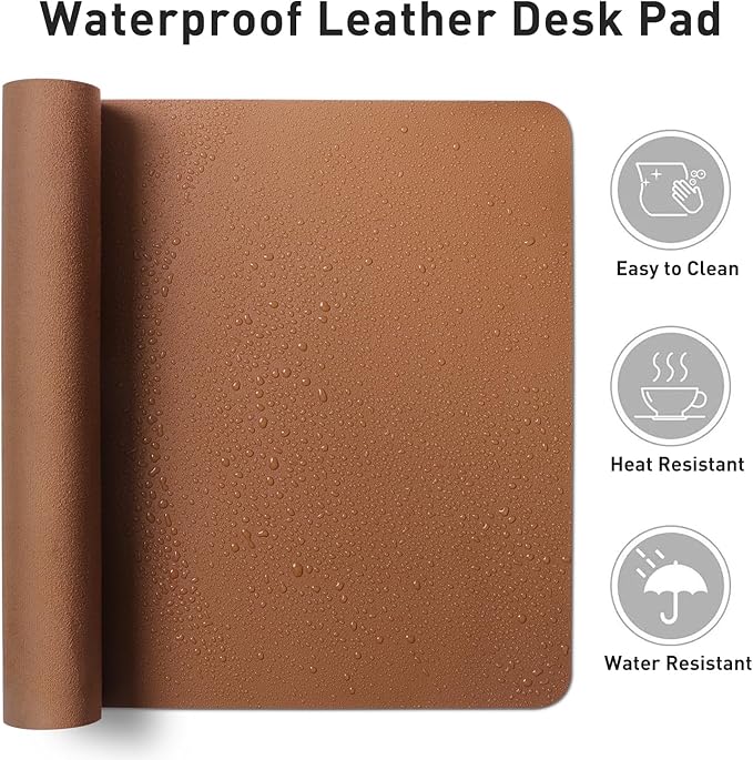Aothia Leather Desk Pad Protector, Mouse Pad, Office Desk Mat, Non-Slip PU - Image 7