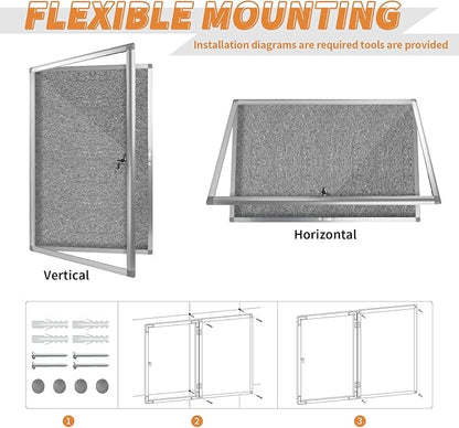 Enclosed Bulletin Board, Outdoor Weatherproof, Display Case Message Board - Image 4