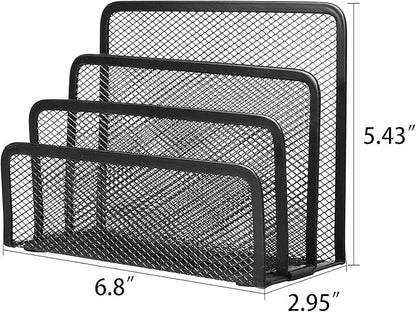wishacc Desk Mail Organizer Small File Holders Letter Metal Mesh - Image 2