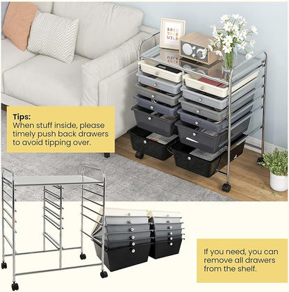 Giantex 12 Drawer Rolling Storage Cart Tools Scrapbook Paper Office School - Image 6