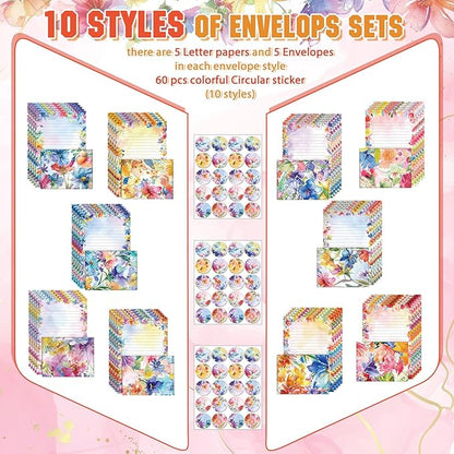 TaoBary 160 Pcs Stationery Paper Set 50 Double Sided Stationery Papers - Image 3