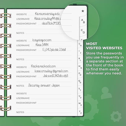 Clever Fox Password Book Spiral – Mini Internet Address & Password Organizer - Image 4