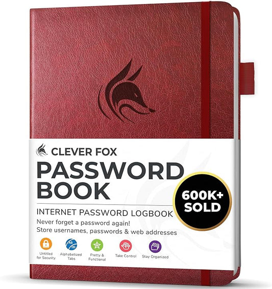 Clever Fox Password Book with alphabetical tabs. Internet Address Organizer by CleverFox