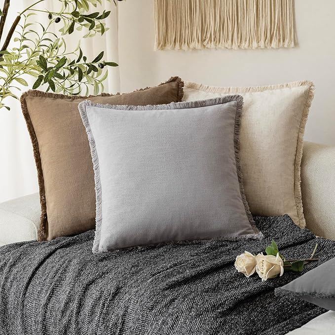 Foindtower Set of 2 Decorative Linen Fringe Lumbar Throw Pillow Covers - Image 5