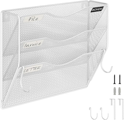 BOHDK Wall File Organizer, 3 Tire Hanging File Folder Mail Organizer, Vertical by BOHDK