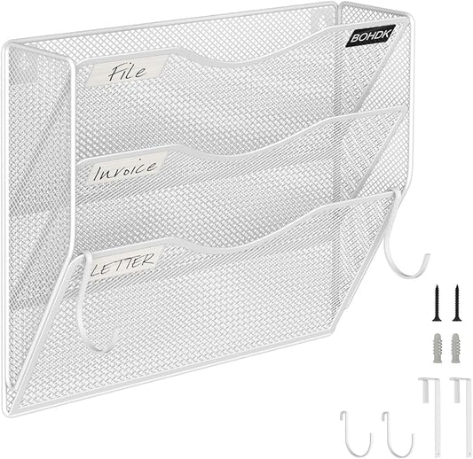 BOHDK Wall File Organizer, 3 Tire Hanging File Folder Mail Organizer, Vertical by BOHDK