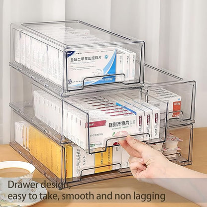 Sgoostood 6 Pack Stackable Organizer Drawers, Transparent Drawer in Home - Image 2