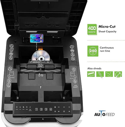 Aurora Commercial Grade 400-Sheet Auto Feed High-Security Micro-Cut Paper - Image 4