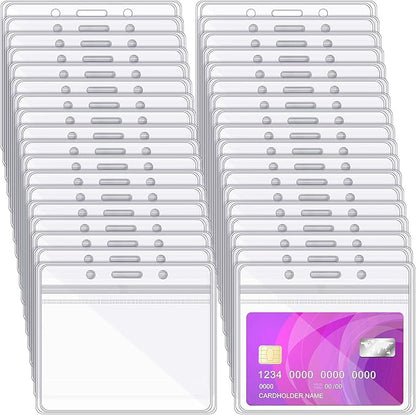 Zonon 150 Pcs Horizontal Clear ID Badge Holders Plastic Card Name Tag Holders by Zonon