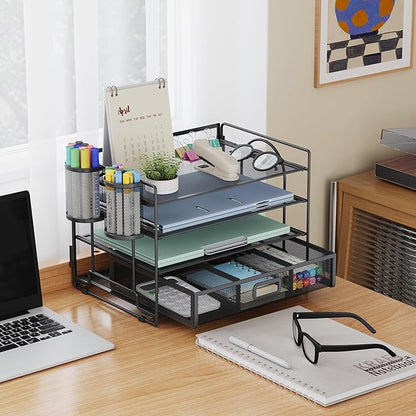 Marbrasse Desk Organizer and Accessories4-Tier Paper File Letter Tray - Image 2