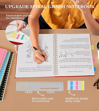Graph Paper Notebook, Spiral Notebook Journal 8.5” x 11”, A4 Large Grid - Image 5